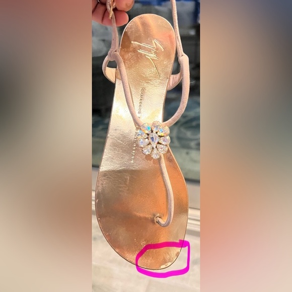 Giuseppe Zanotti jeweled thong sandals, rose gold color size 37 or size 6 - Picture 6 of 12